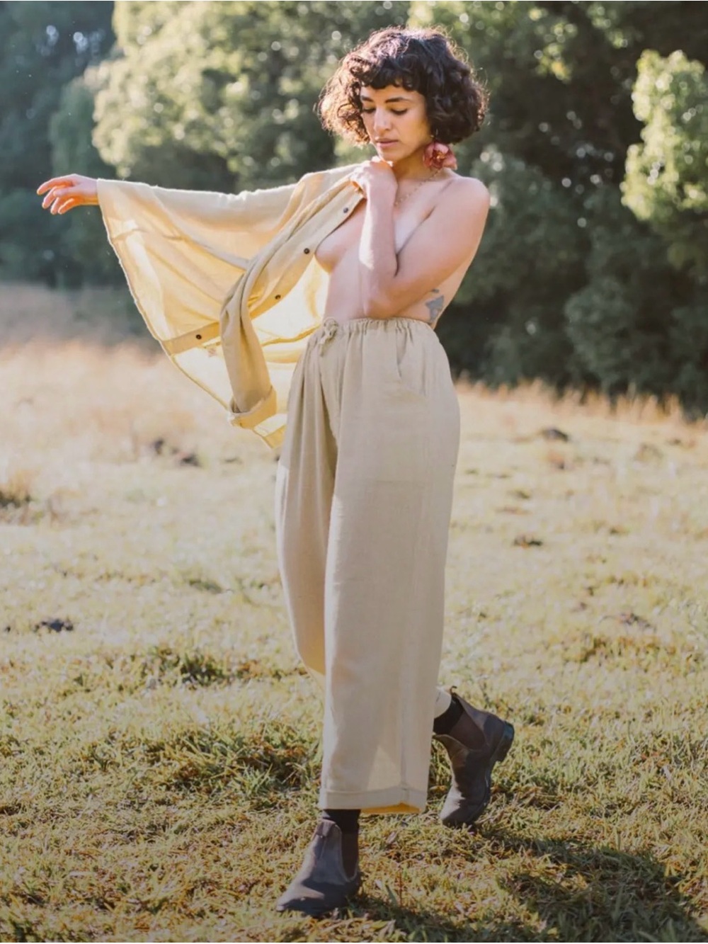 Mustard yellow hemp pants